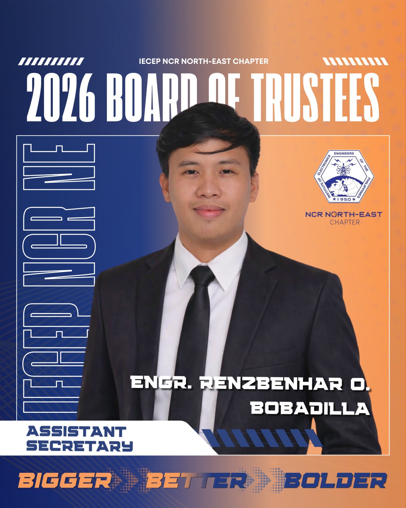 Portrait of Engr. Renzbenhar O. Bobadilla, ECE, Assistant Secretary